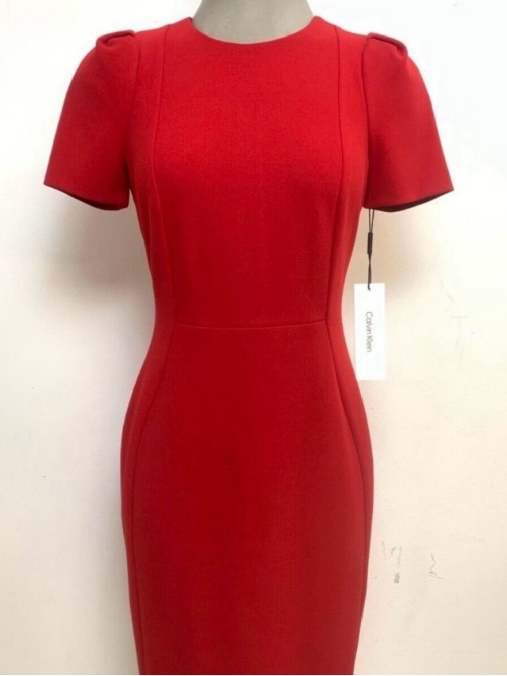 ❤️ NWT! Red CALVIN KLEIN Puff Sleeve Sheath Dress - Size 20W